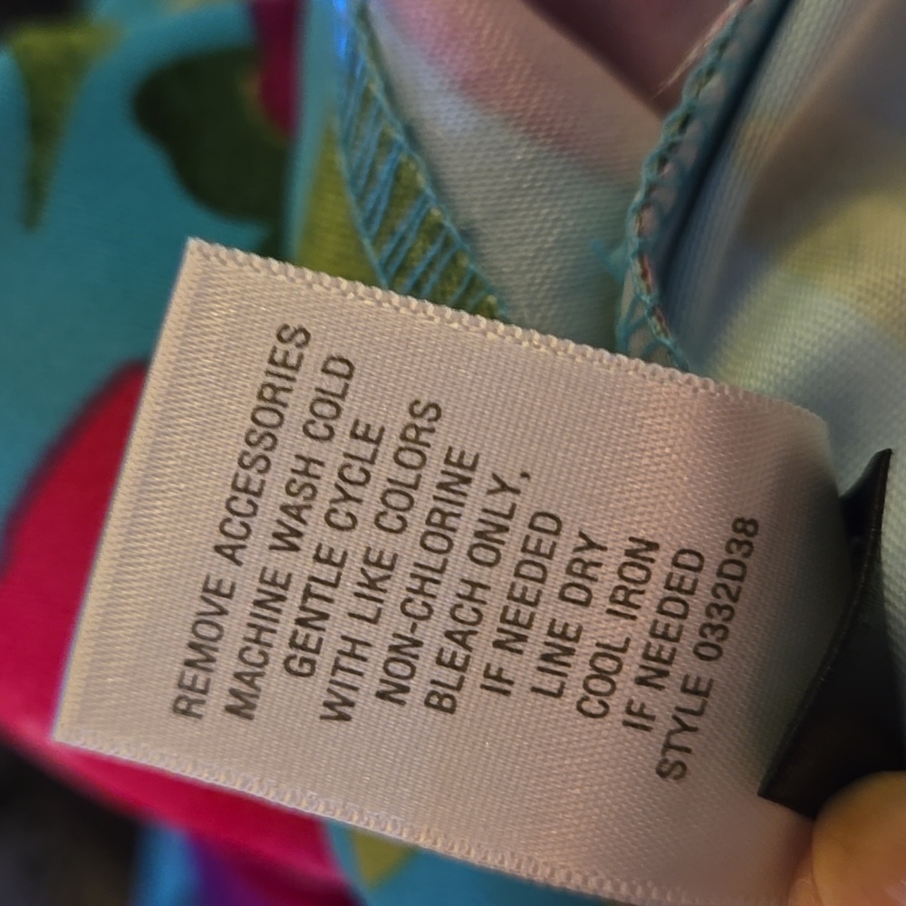 DRESSBARN Floral Sleeveless Dress Belt sleeveless pleats aqua fuchsia 6 New - Picture 8 of 8
